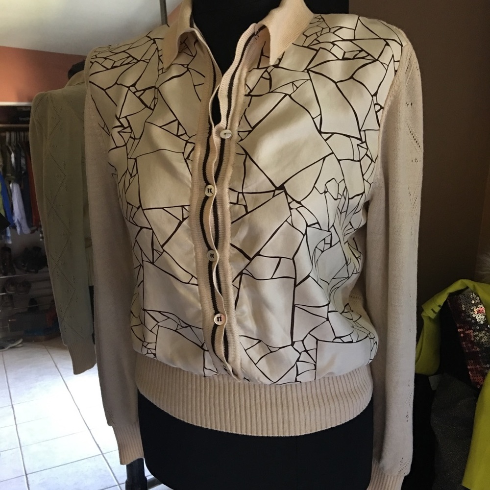 Carolina Herrera silk cashmere  sweater jacket szm